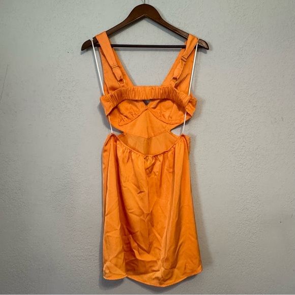 Women's Fortunate One Orange Cutout Satin Mini Dress - Picture 5 of 7